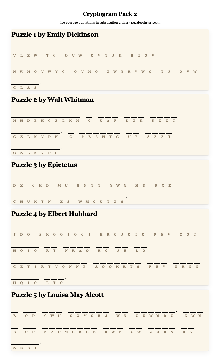 Cryptogram pack 2 printable preview