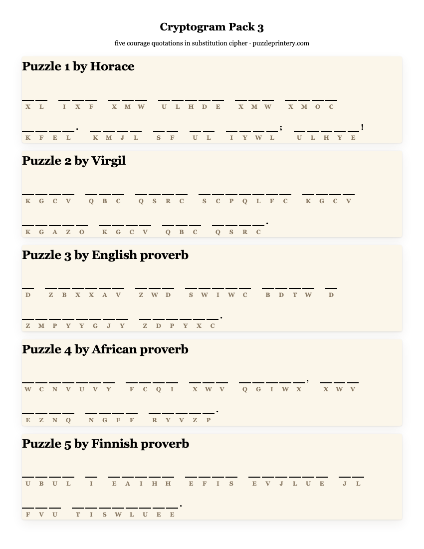 Cryptogram pack 3 printable preview