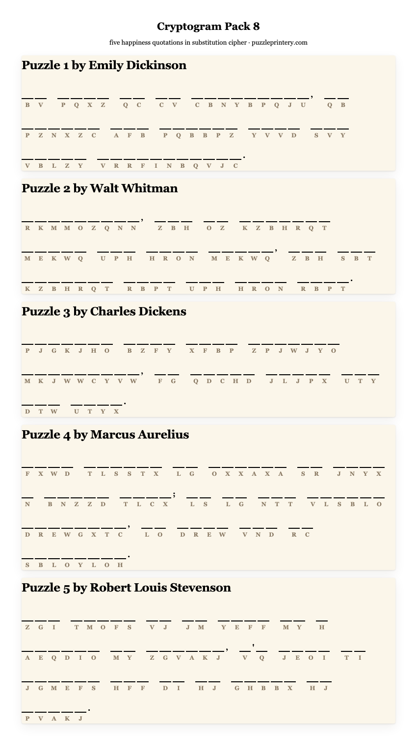 Cryptogram pack 8 printable preview