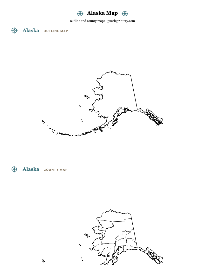 Alaska printable map preview