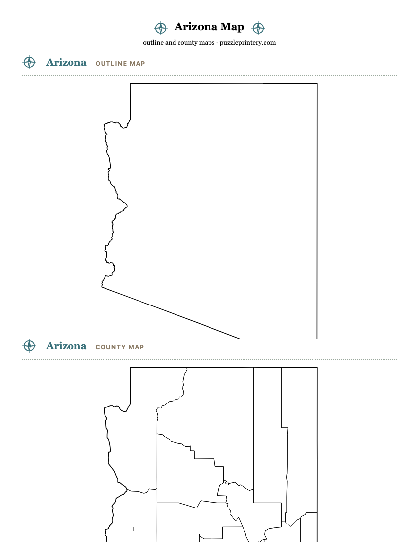 Arizona printable map preview