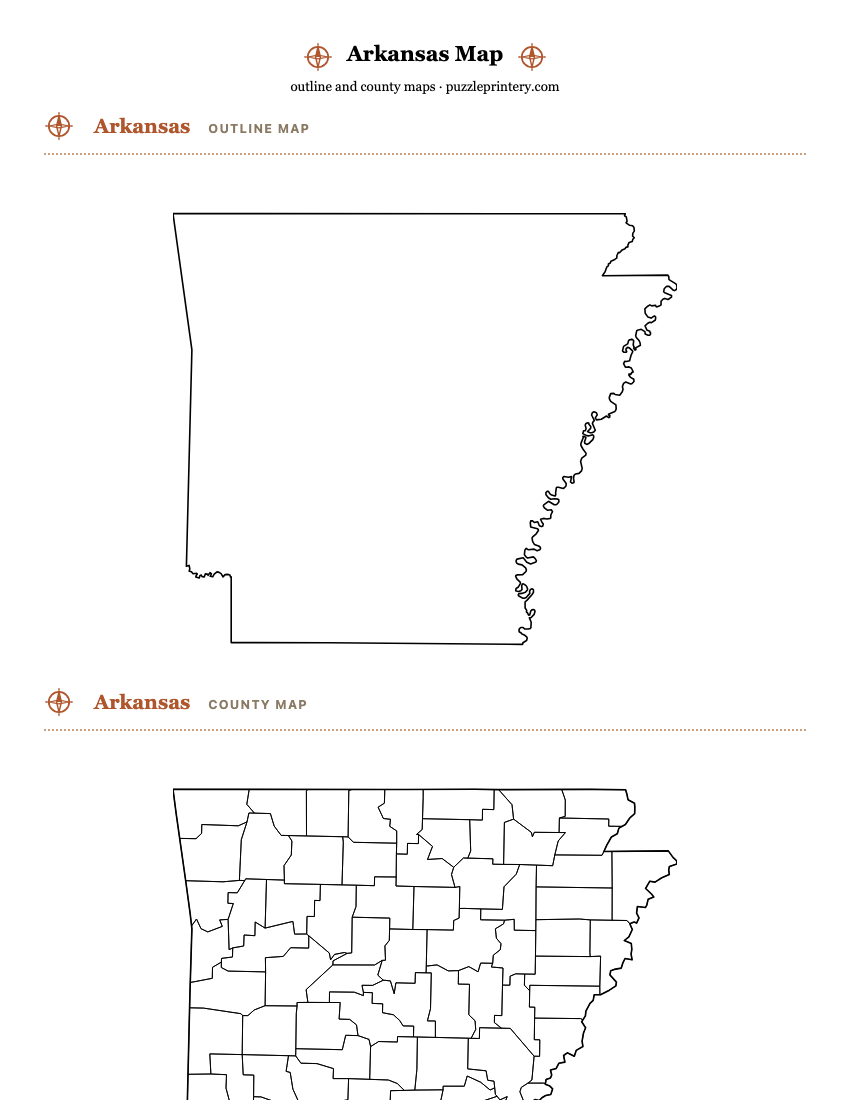 Arkansas printable map preview
