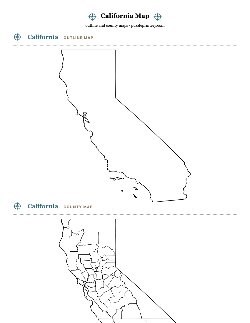 California printable map preview