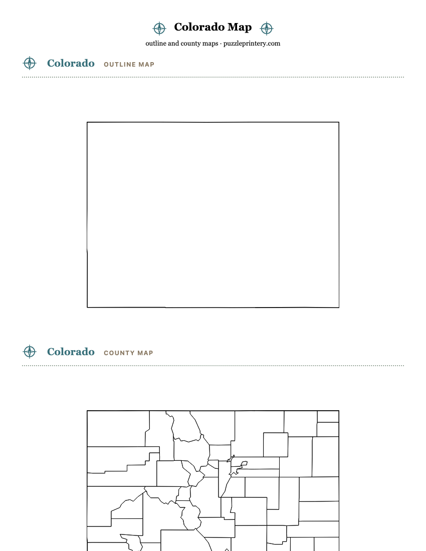 Colorado printable map preview