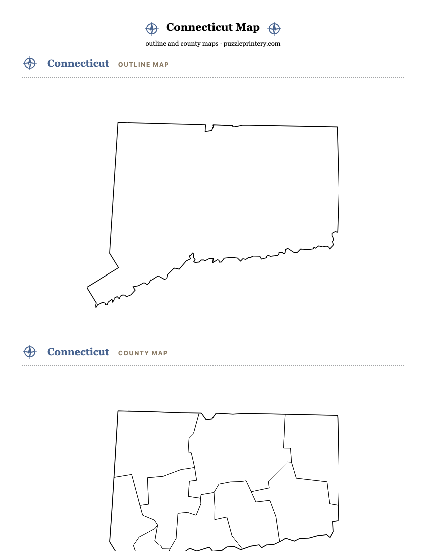 Connecticut printable map preview