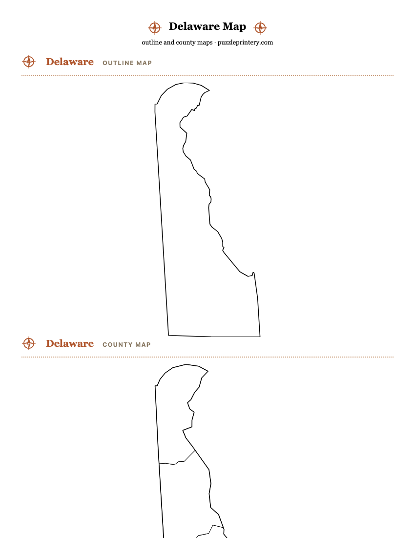 Delaware printable map preview