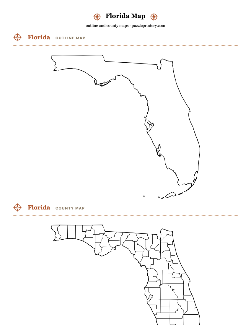 Florida printable map preview