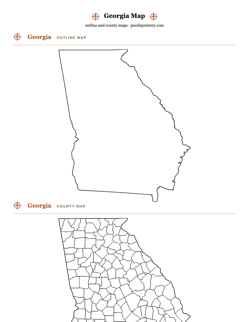 Georgia printable map preview