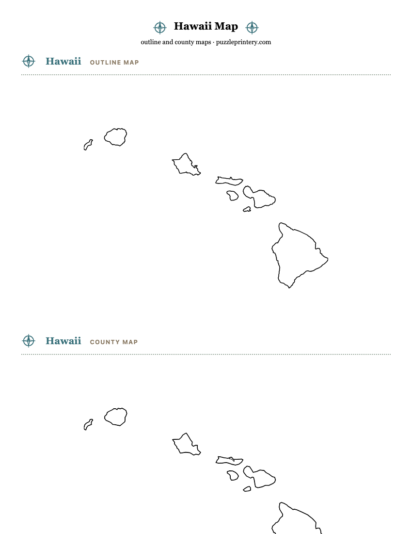 Hawaii printable map preview