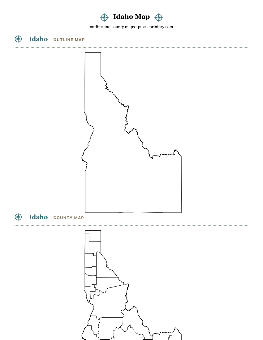 Idaho printable map preview
