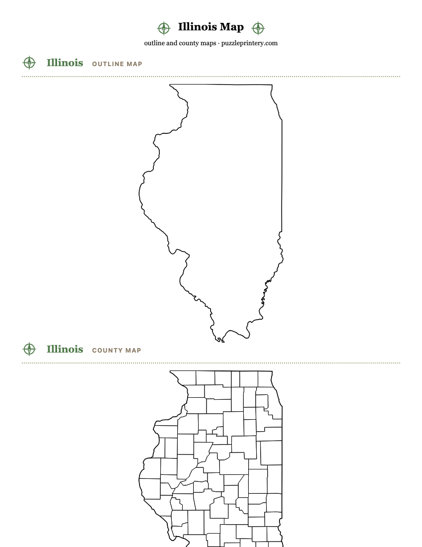 Illinois printable map preview