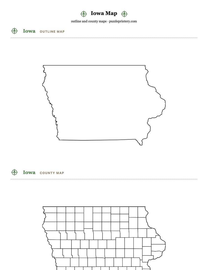 Iowa printable map preview