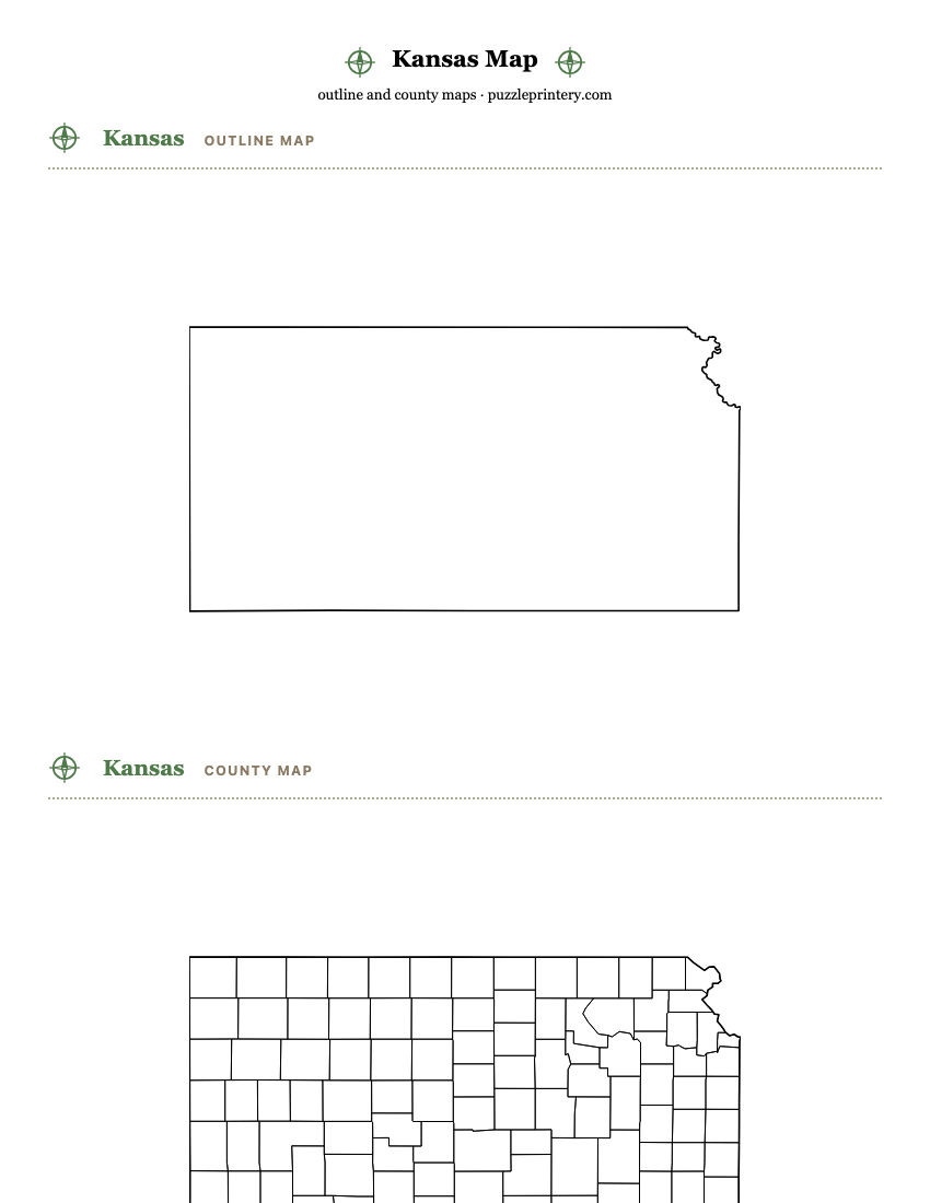 Kansas printable map preview