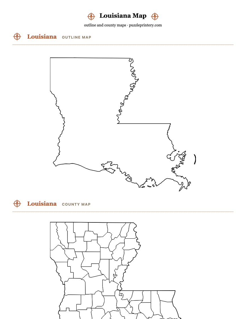 Louisiana printable map preview