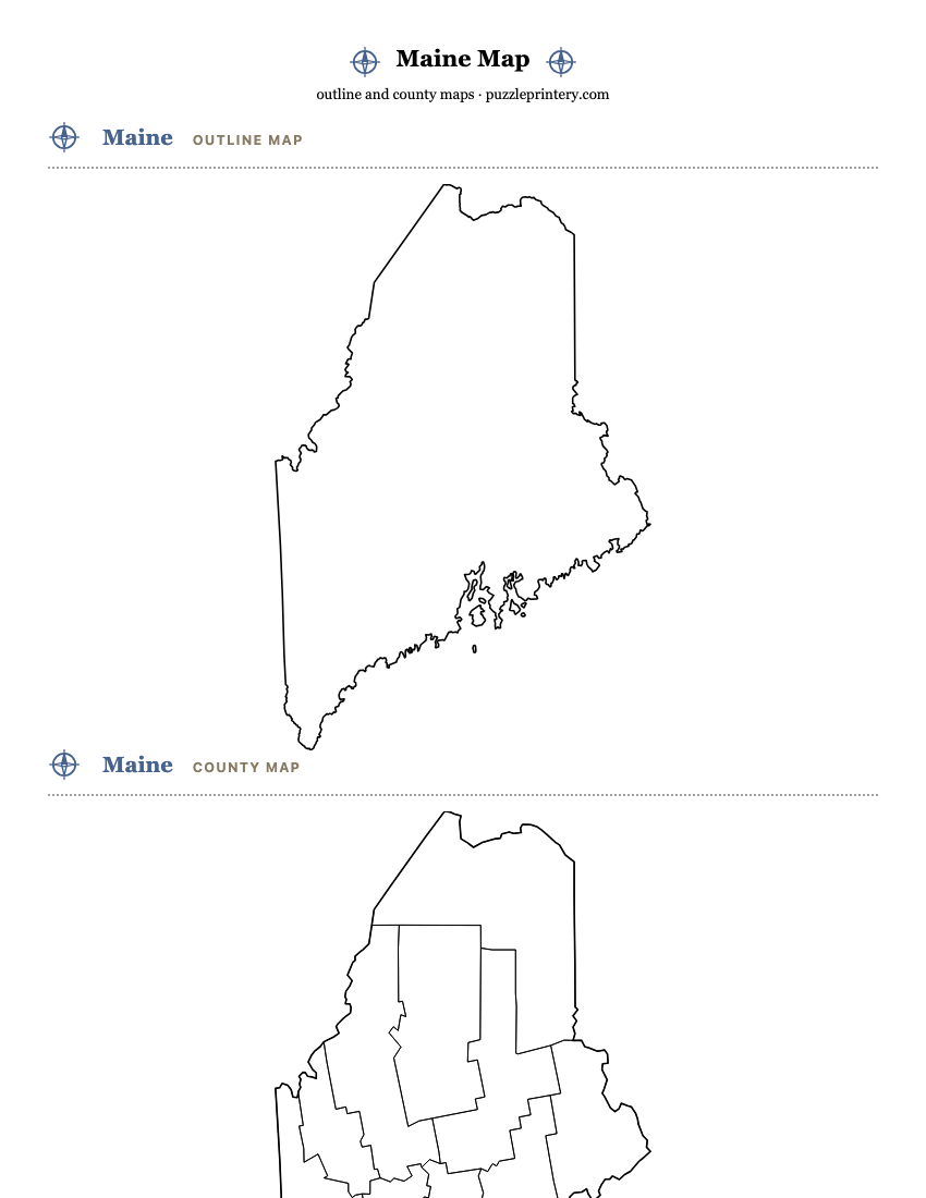Maine printable map preview
