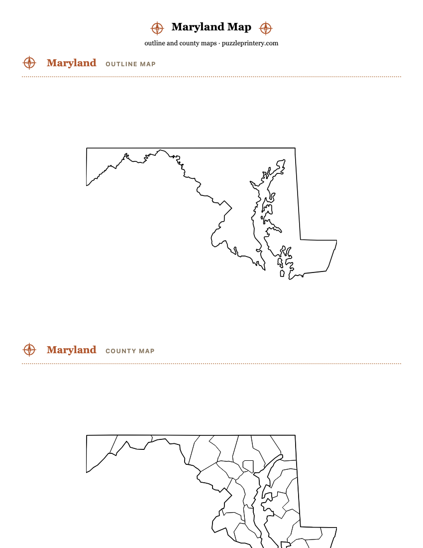 Maryland printable map preview