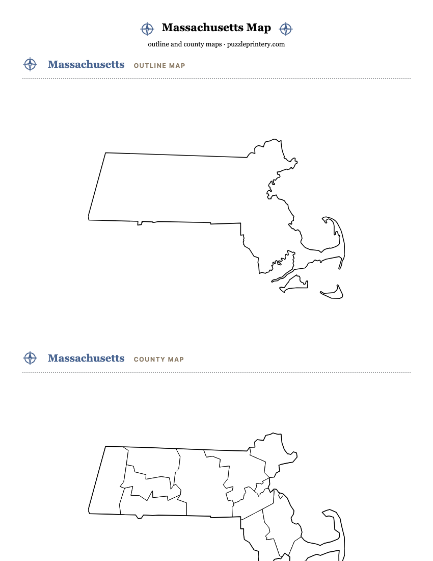 Massachusetts printable map preview