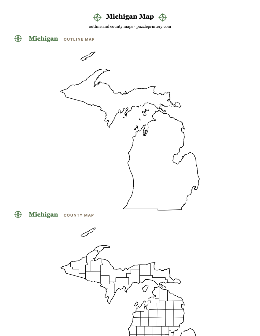 Michigan printable map preview
