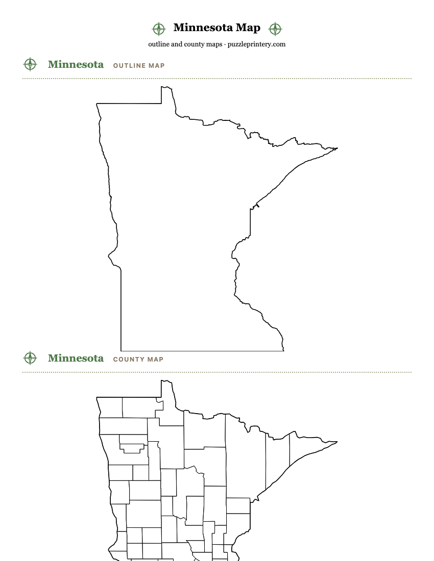 Minnesota printable map preview