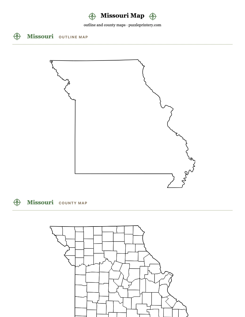 Missouri printable map preview