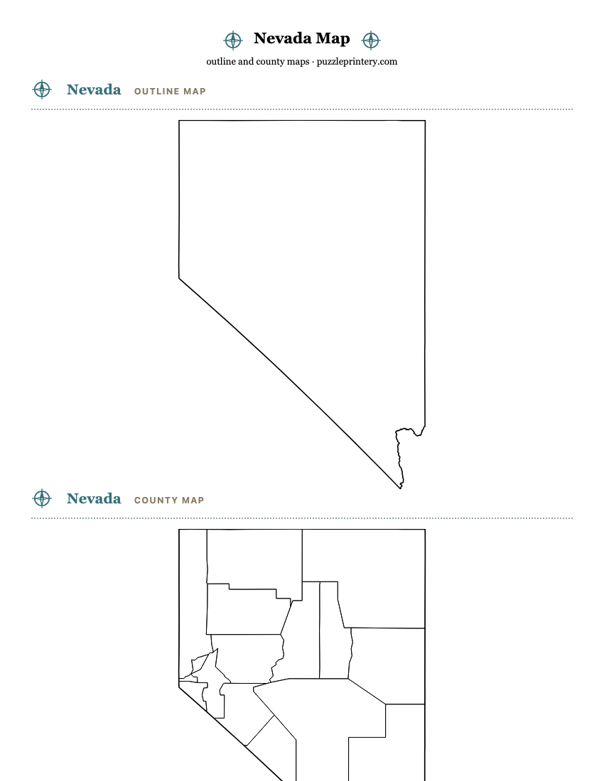 Nevada printable map preview