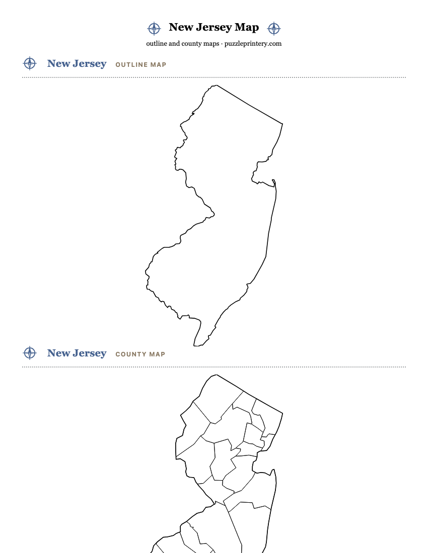 New Jersey printable map preview