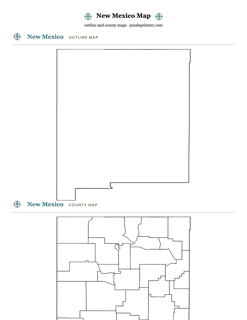 New Mexico printable map preview