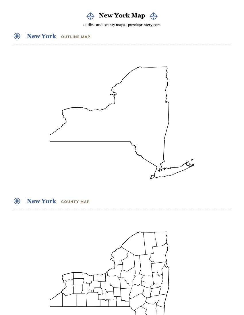 New York printable map preview
