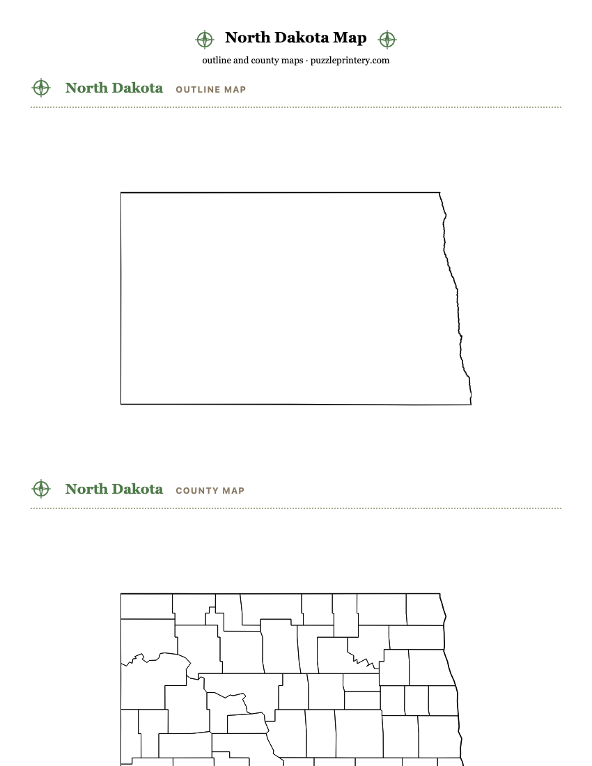 North Dakota printable map preview