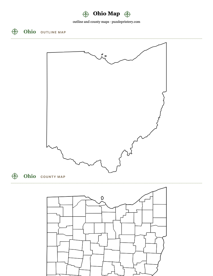 Ohio printable map preview