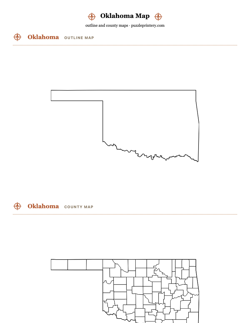 Oklahoma printable map preview