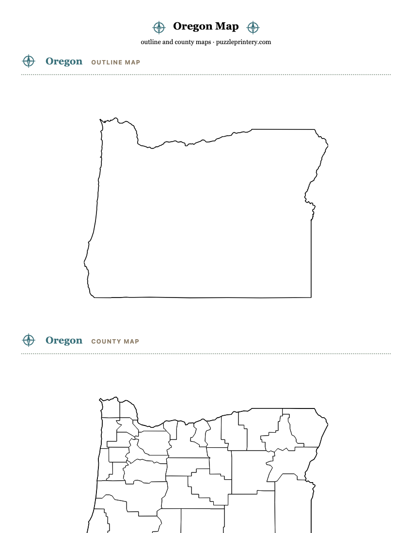 Oregon printable map preview