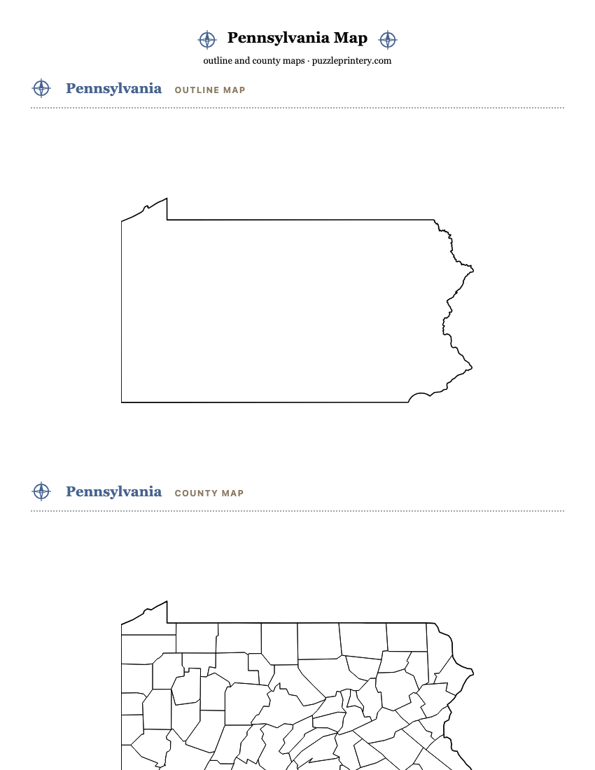 Pennsylvania printable map preview