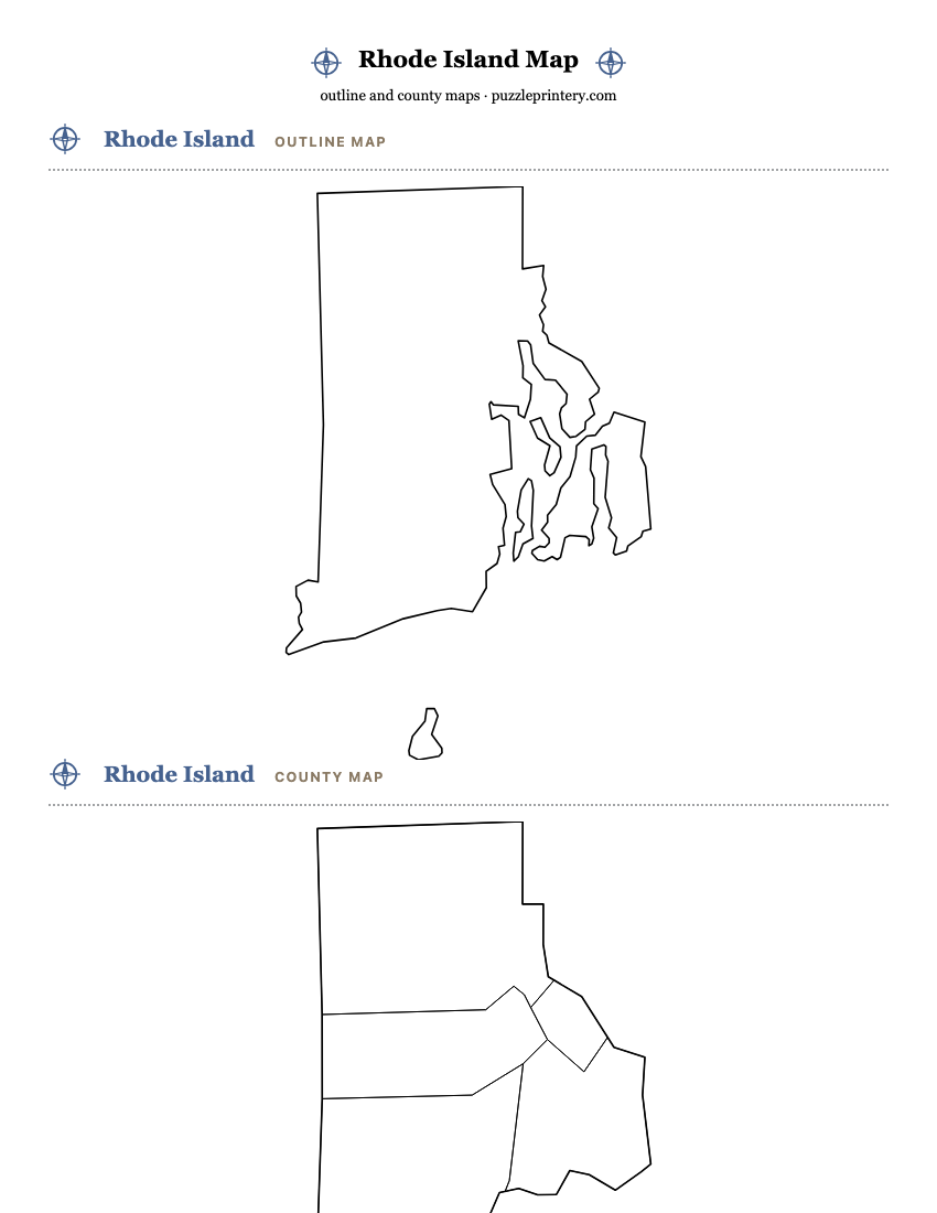 Rhode Island printable map preview