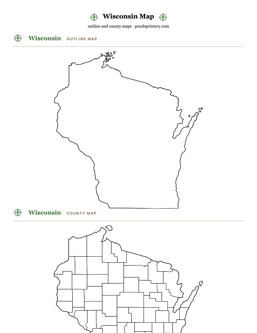 Wisconsin printable map preview