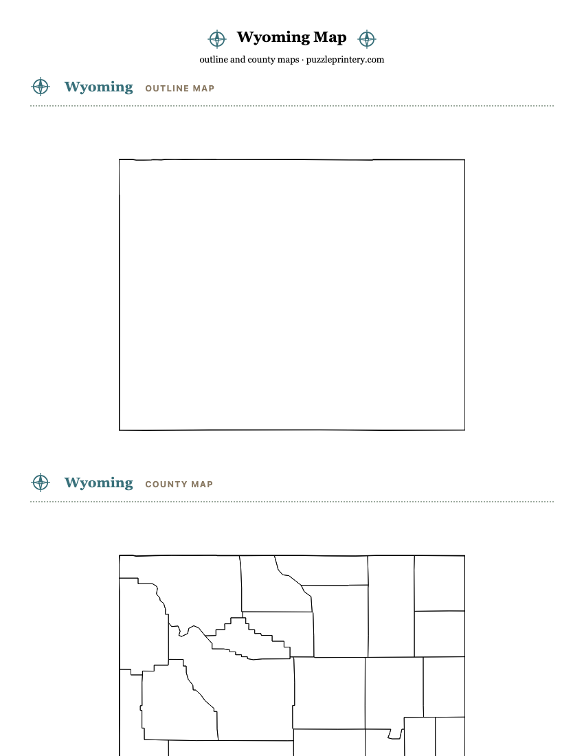 Wyoming printable map preview