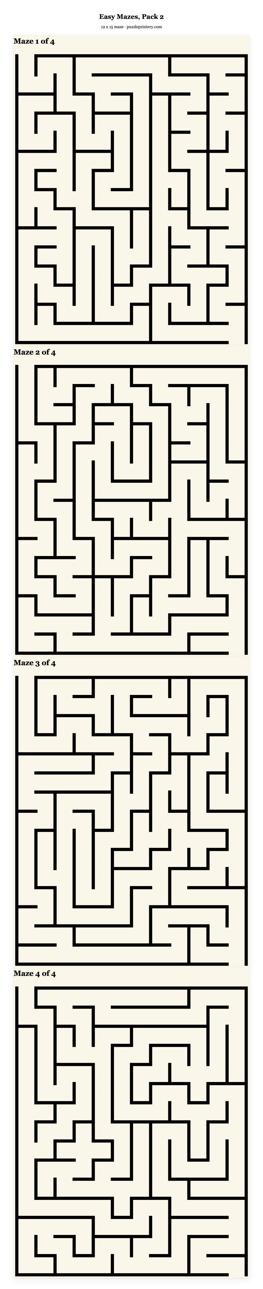 Easy Mazes, Pack 2 printable preview