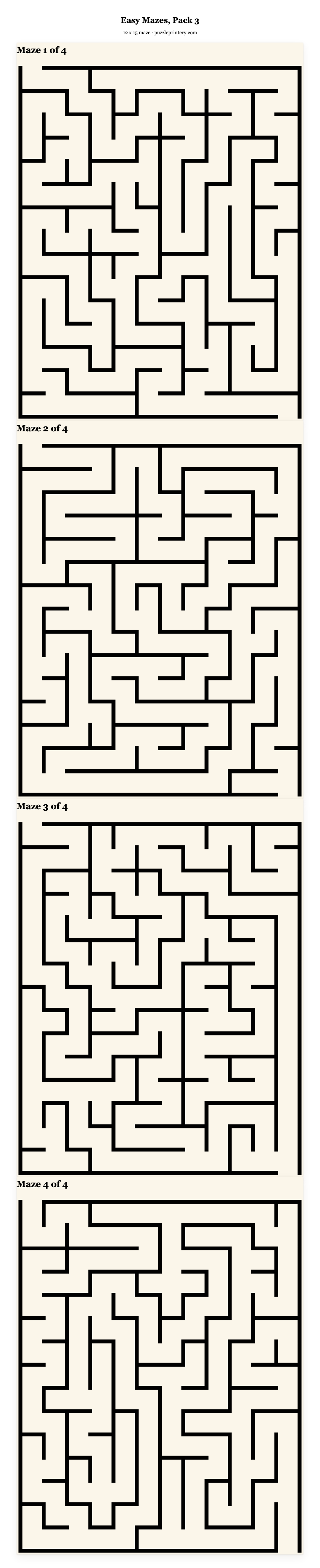 Easy Mazes, Pack 3 printable preview