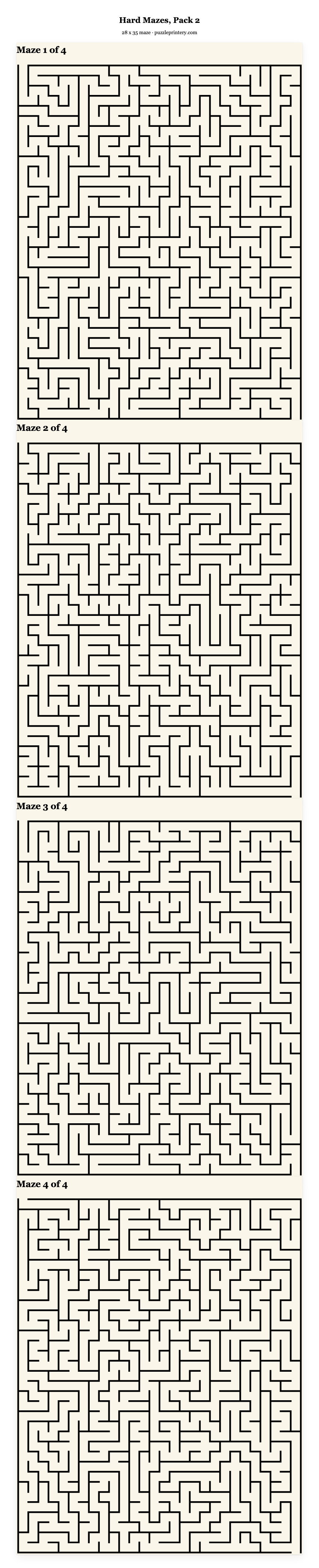 Hard Mazes, Pack 2 printable preview
