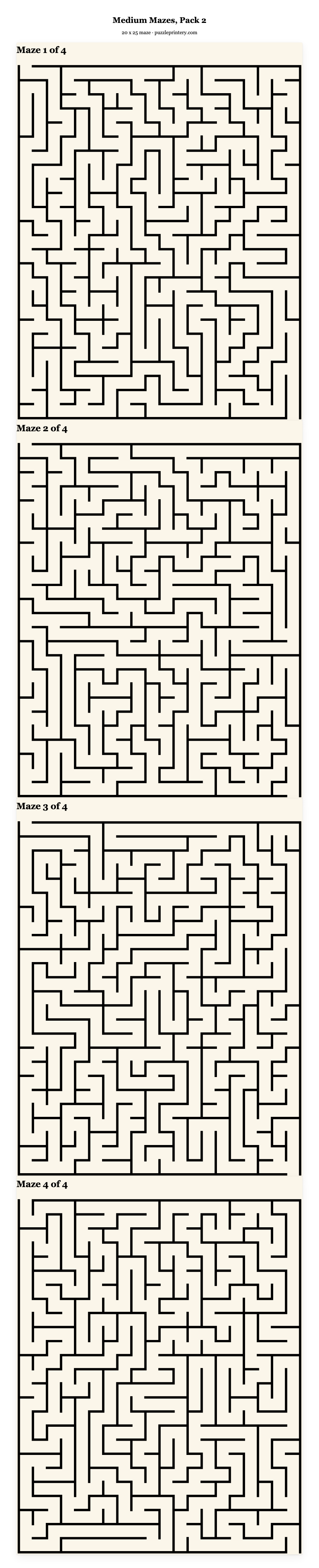 Medium Mazes, Pack 2 printable preview